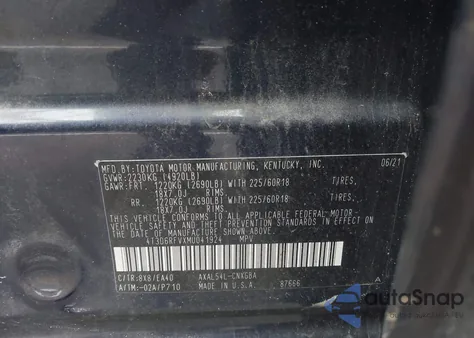 2021 Toyota Rav4 Hybrid Limited z USA, uszkodzony, nr VIN 4T3D6RFVXMU041924